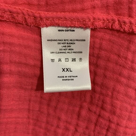 Mote Anthro Top Women's Size XXL Gauze Coral Lagenlook Relaxed Fit Long Sleeve - Picture 4 of 4